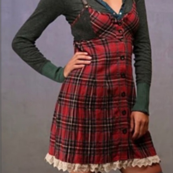 Free People Open Road Red Plaid Dress 12 NWT plus - Picture 3 of 15